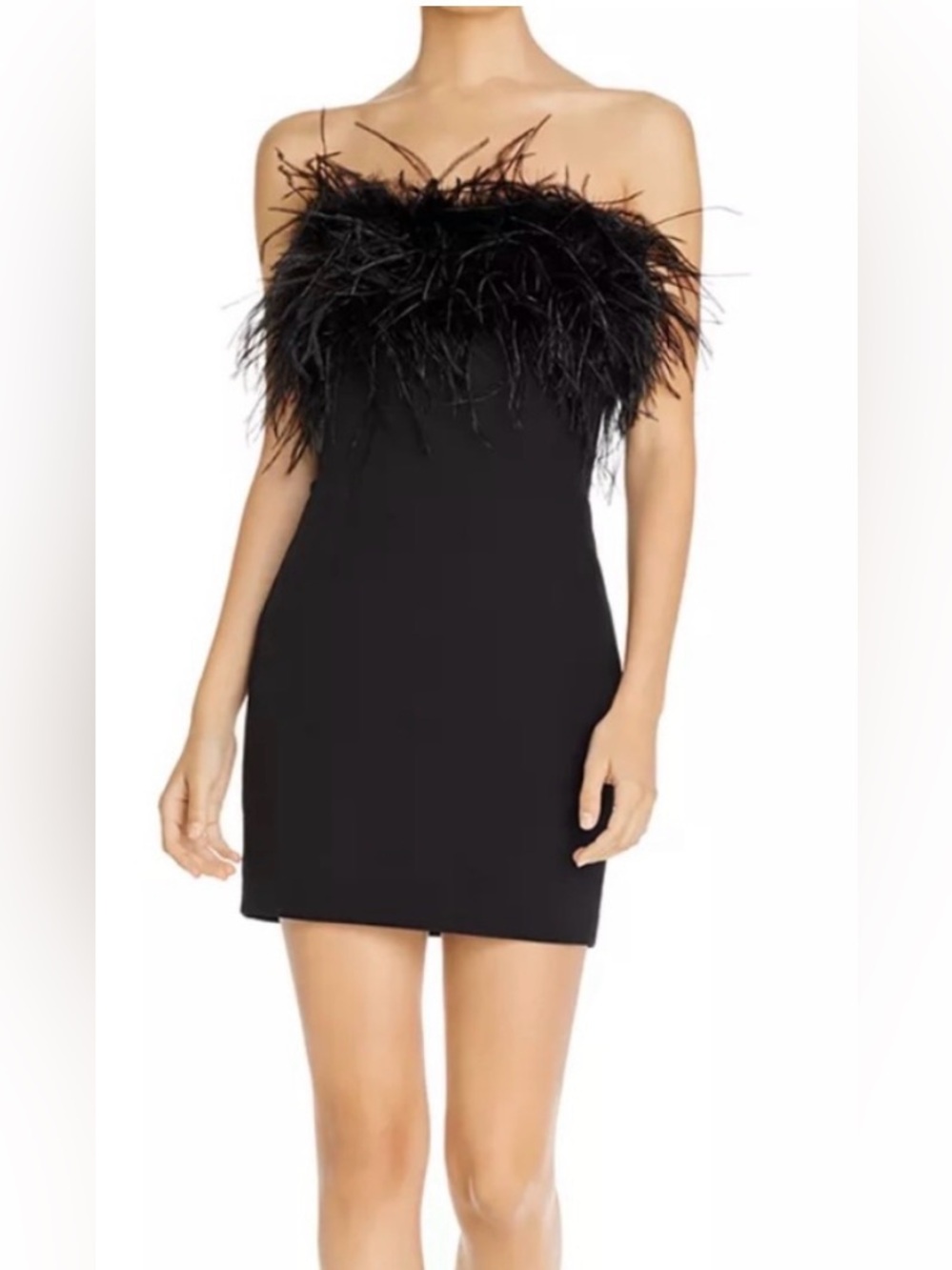 Bardot mini feather dress